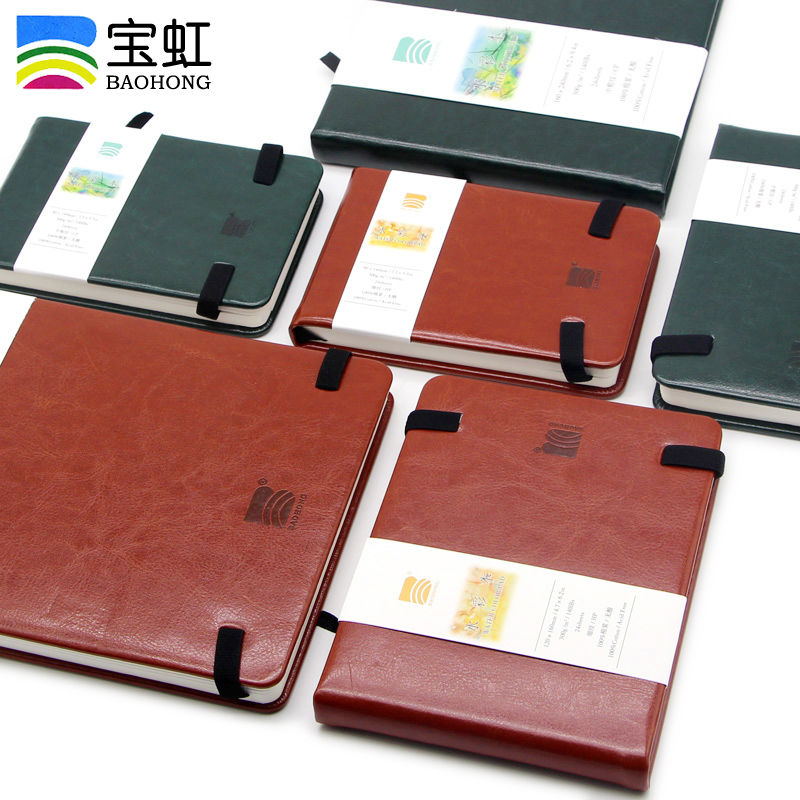 Baohong 100% 코튼 PU 수채화 종이 책, 휴대용 여행 수채화 스케치북, 아큐아렐라스 미술 용품, 300g, 24 매